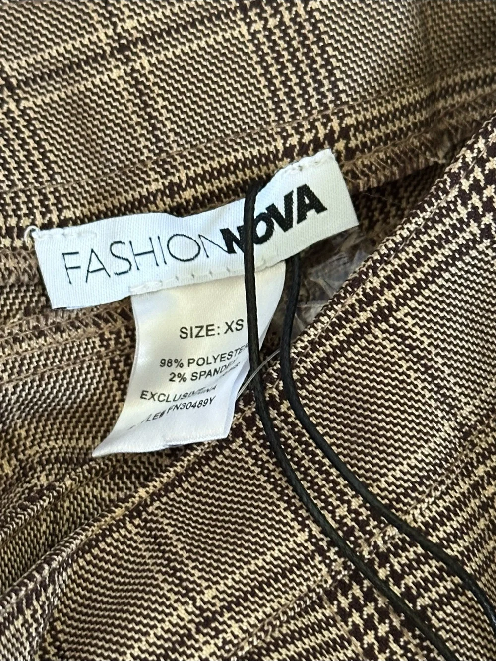 Fashion Nova Plaid Shorts in Tan Multi